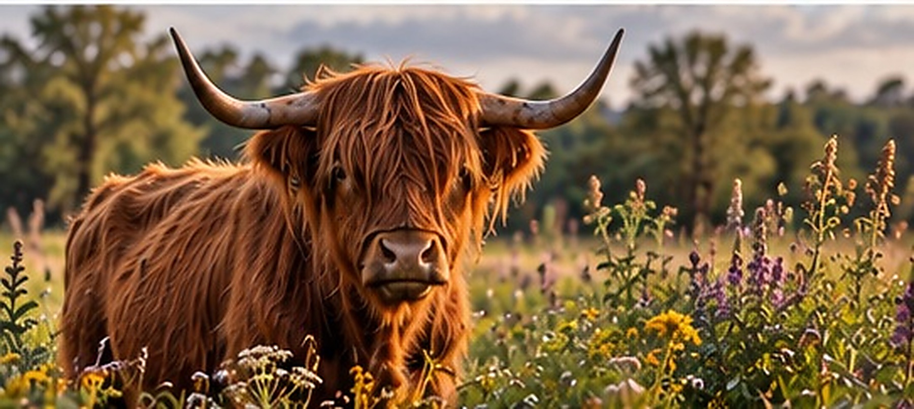 Highland-Rinder auf einer Weidelandschaft