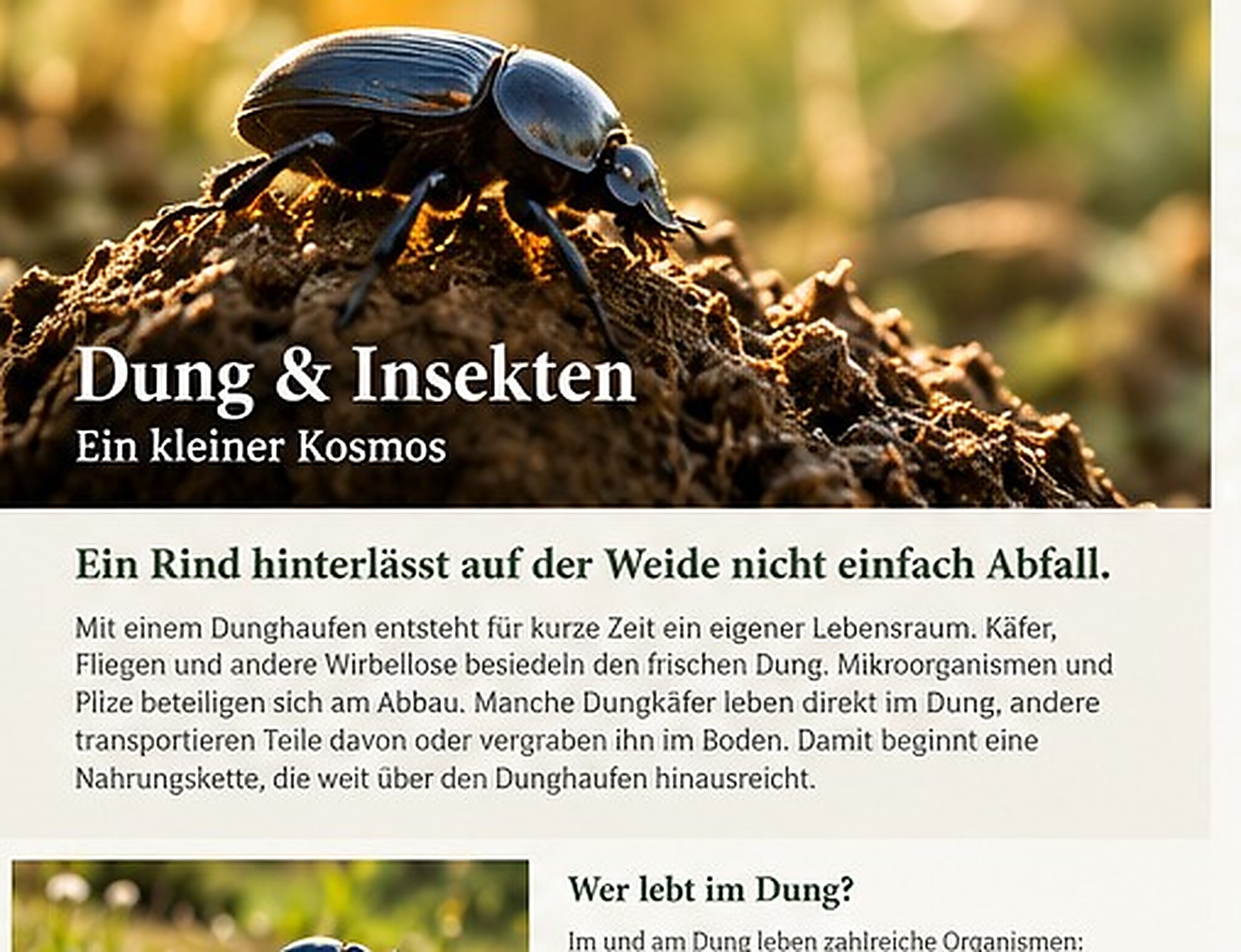 Dungkäfer auf einem Dunghaufen